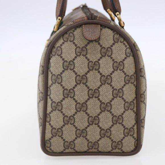 GUCCI GG Supreme Web Sherry Line Bag PVC Beige Gold 116 02 006 Auth 154669