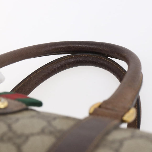 GUCCI GG Supreme Web Sherry Line Bag PVC Beige Gold 116 02 006 Auth 154669