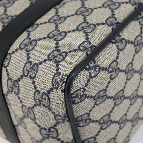 GUCCI GG Supreme Sherry Line Boston Bag PVC Navy Gold 378 012 3841 Auth 154670