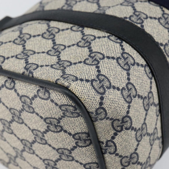 GUCCI GG Supreme Sherry Line Boston Bag PVC Navy Gold 378 012 3841 Auth 154670