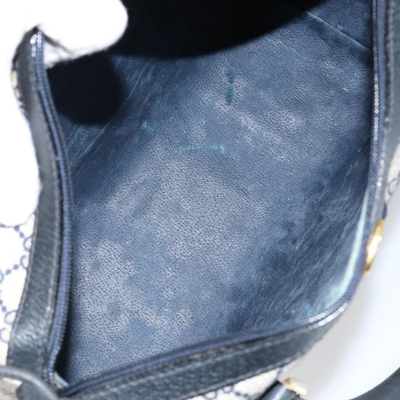 GUCCI GG Supreme Sherry Line Boston Bag PVC Navy Gold 378 012 3841 Auth 154670