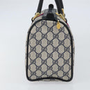 GUCCI GG Supreme Sherry Line Boston Bag PVC Navy Gold 378 012 3841 Auth 154670-4