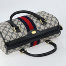 GUCCI GG Supreme Sherry Line Boston Bag PVC Navy Gold 378 012 3841 Auth 154670-6