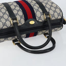GUCCI GG Supreme Sherry Line Boston Bag PVC Navy Gold 378 012 3841 Auth 154670-7