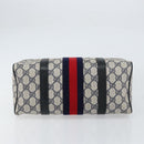 GUCCI GG Supreme Sherry Line Boston Bag PVC Navy Gold 378 012 3841 Auth 154670-9