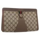 GUCCI GG Supreme Web Sherry Line Clutch Bag PVC Red Beige 89 01 033 Auth 154671-1