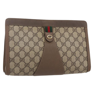 GUCCI GG Supreme Web Sherry Line Clutch Bag PVC Red Beige 89 01 033 Auth 154671