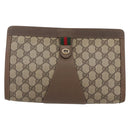 GUCCI GG Supreme Web Sherry Line Clutch Bag PVC Red Beige 89 01 033 Auth 154671-2