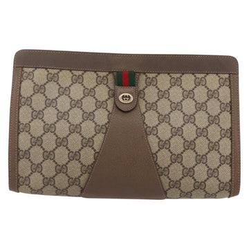 GUCCI GG Supreme Web Sherry Line Clutch Bag PVC Red Beige 89 01 033 Auth 154671 - 0