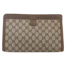 GUCCI GG Supreme Web Sherry Line Clutch Bag PVC Red Beige 89 01 033 Auth 154671-3