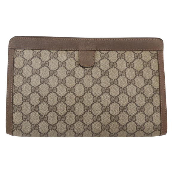 GUCCI GG Supreme Web Sherry Line Clutch Bag PVC Red Beige 89 01 033 Auth 154671