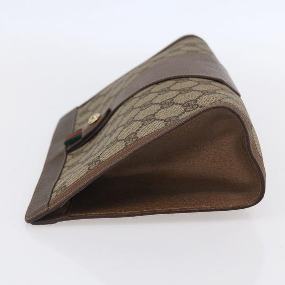 GUCCI GG Supreme Web Sherry Line Clutch Bag PVC Red Beige 89 01 033 Auth 154671