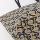 Salvatore Ferragamo Gancini Tote Bag Canvas Navy Gold Auth 154673-11