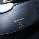 Salvatore Ferragamo Gancini Tote Bag Canvas Navy Gold Auth 154673-15