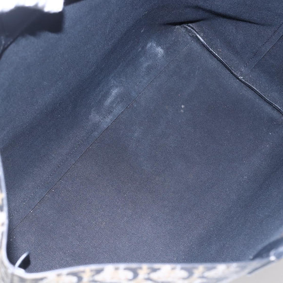 Salvatore Ferragamo Gancini Tote Bag Canvas Navy Gold Auth 154673