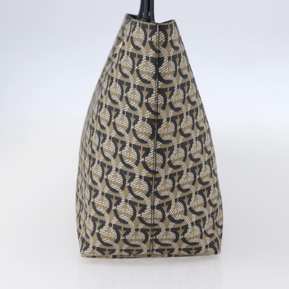 Salvatore Ferragamo Gancini Tote Bag Canvas Navy Gold Auth 154673