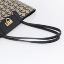 Salvatore Ferragamo Gancini Tote Bag Canvas Navy Gold Auth 154673-7