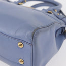 Salvatore Ferragamo Gancini Hand Bag Leather 2way Light Blue Gold Auth 154674-17