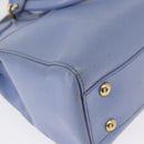 Salvatore Ferragamo Gancini Hand Bag Leather 2way Light Blue Gold Auth 154674-18