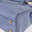 Salvatore Ferragamo Gancini Hand Bag Leather 2way Light Blue Gold Auth 154674-9