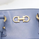 Salvatore Ferragamo Gancini Hand Bag Leather 2way Light Blue Gold Auth 154674-19