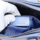 Salvatore Ferragamo Gancini Hand Bag Leather 2way Light Blue Gold Auth 154674-12