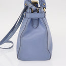 Salvatore Ferragamo Gancini Hand Bag Leather 2way Light Blue Gold Auth 154674-3