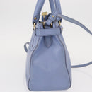 Salvatore Ferragamo Gancini Hand Bag Leather 2way Light Blue Gold Auth 154674-4