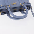Salvatore Ferragamo Gancini Hand Bag Leather 2way Light Blue Gold Auth 154674-7