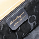 Salvatore Ferragamo Gancini Hand Bag Leather Beige Gold Auth 154675-12