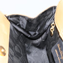 Salvatore Ferragamo Gancini Hand Bag Leather Beige Gold Auth 154675-19