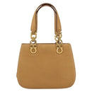 Salvatore Ferragamo Gancini Hand Bag Leather Beige Gold Auth 154675-2