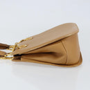 Salvatore Ferragamo Gancini Hand Bag Leather Beige Gold Auth 154675-4