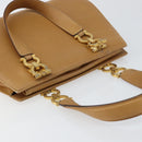Salvatore Ferragamo Gancini Hand Bag Leather Beige Gold Auth 154675-6