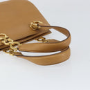 Salvatore Ferragamo Gancini Hand Bag Leather Beige Gold Auth 154675-7