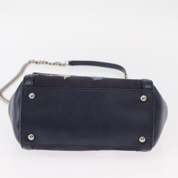 Salvatore Ferragamo Vala Hand Bag Denim 2way Navy Silver Auth 154676V