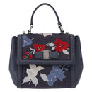 Salvatore Ferragamo Vala Hand Bag Denim 2way Navy Silver Auth 154676V-13