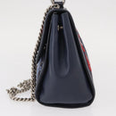 Salvatore Ferragamo Vala Hand Bag Denim 2way Navy Silver Auth 154676V-3