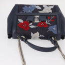 Salvatore Ferragamo Vala Hand Bag Denim 2way Navy Silver Auth 154676V-6