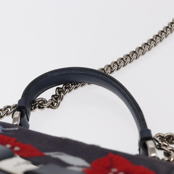 Salvatore Ferragamo Vala Hand Bag Denim 2way Navy Silver Auth 154676V