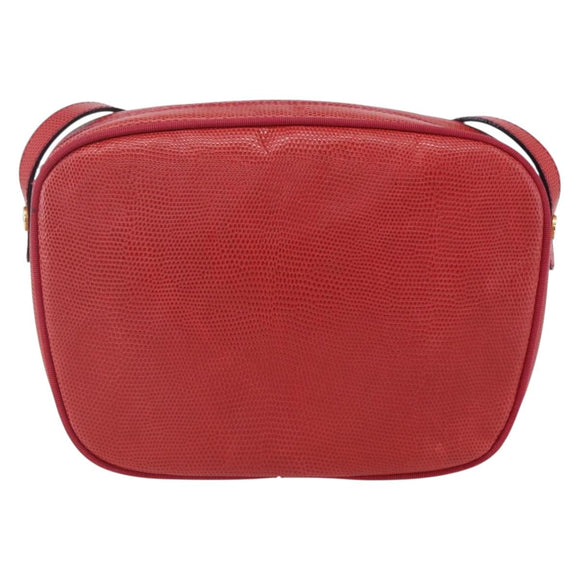 Salvatore Ferragamo Vala Shoulder Bag Leather Red Gold Auth 154677