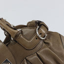 Salvatore Ferragamo Gancini Hand Bag Leather Brown Silver Auth 154678-17