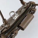 Salvatore Ferragamo Gancini Hand Bag Leather Brown Silver Auth 154678-10