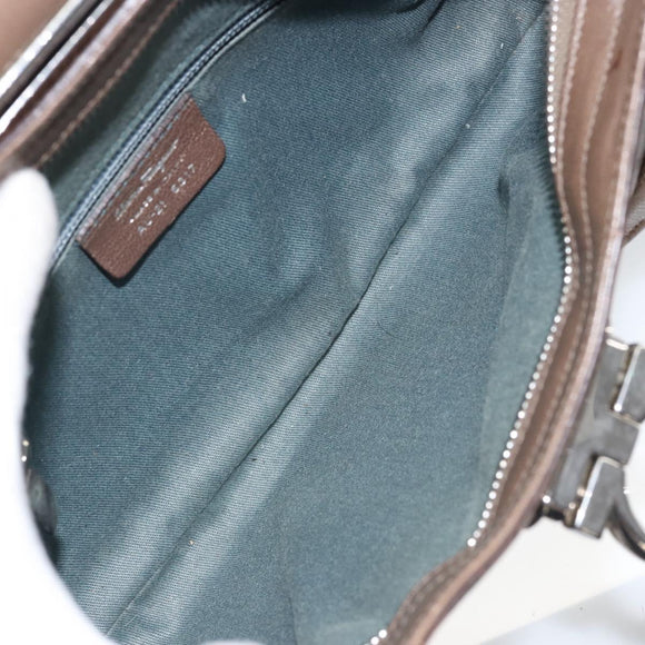 Salvatore Ferragamo Gancini Hand Bag Leather Brown Silver Auth 154678