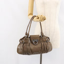 Salvatore Ferragamo Gancini Hand Bag Leather Brown Silver Auth 154678-24