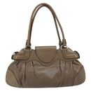 Salvatore Ferragamo Gancini Hand Bag Leather Brown Silver Auth 154678-2