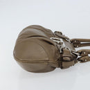 Salvatore Ferragamo Gancini Hand Bag Leather Brown Silver Auth 154678-3