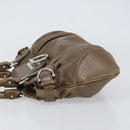 Salvatore Ferragamo Gancini Hand Bag Leather Brown Silver Auth 154678-4