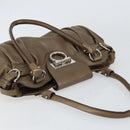 Salvatore Ferragamo Gancini Hand Bag Leather Brown Silver Auth 154678-6