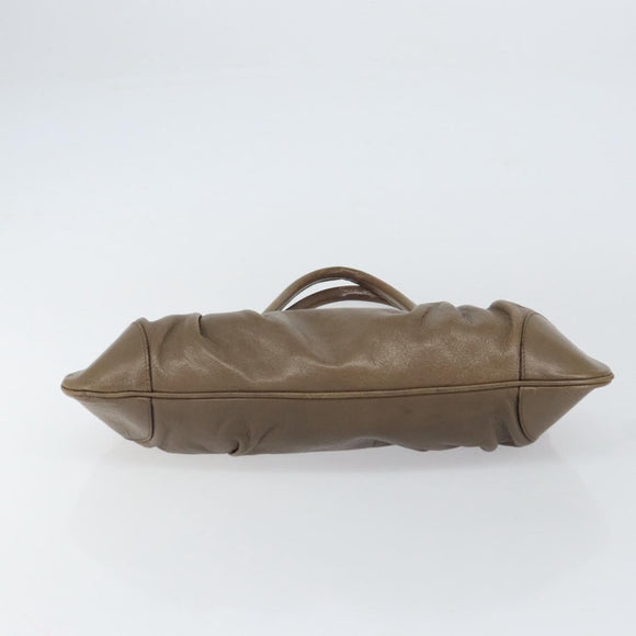 Salvatore Ferragamo Gancini Hand Bag Leather Brown Silver Auth 154678